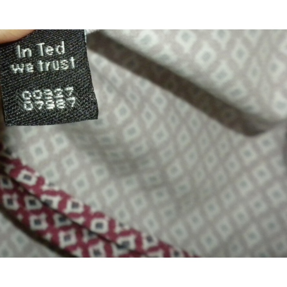 Ted Baker London Dress‎ Shirt Size 4 L Red Geometric Button Up Long Sleeve Cuffs - Picture 8 of 14